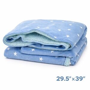 Cloud Island Blue White Stars Baby Blanket Plush Sherpa 30x39 Excellent Used